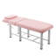 Table de massage professionnelle portative avec dossier réglable, structure en métal rose