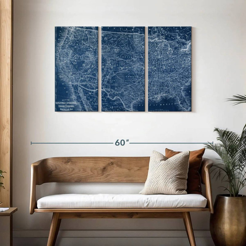 Aliaz US Map Blueprint, 28" H x 45" W