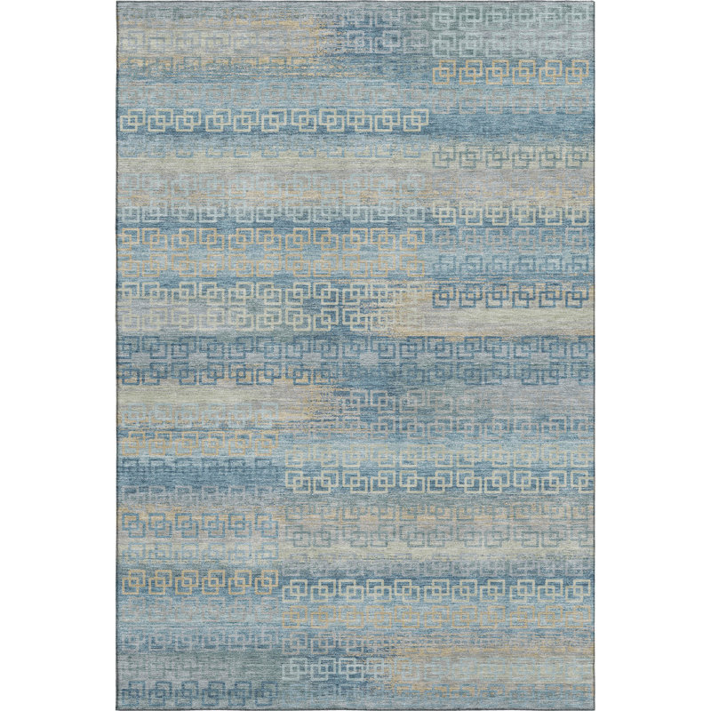 Premium Machine Washable Mayfield Striped Rug, 8' x 10', Copper