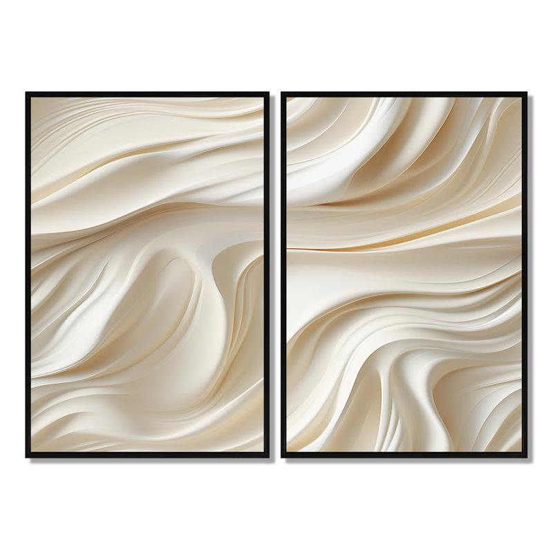 Sculptural Elegance - Art mural abstrait grand, Black, 36" H x 48" W, Framed Print without Mat