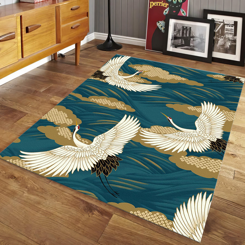 Scenic Nature-inspired Non Woven Soft Printed Area Rug Showcasing a Beautiful Forest and River Design
