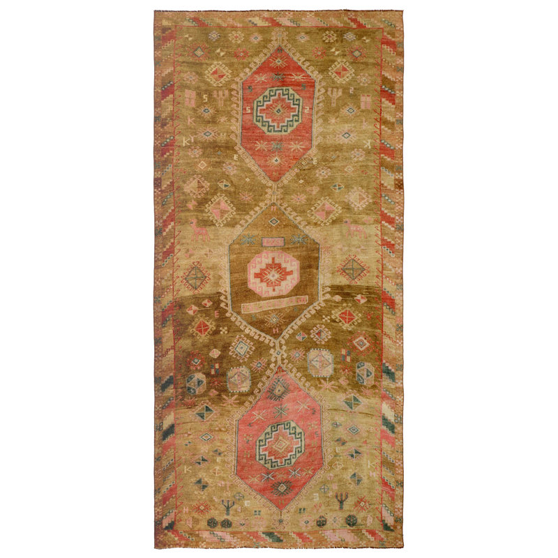 Vintage Turkish Kars Wool On Wool 5Ft7inx11ft6in