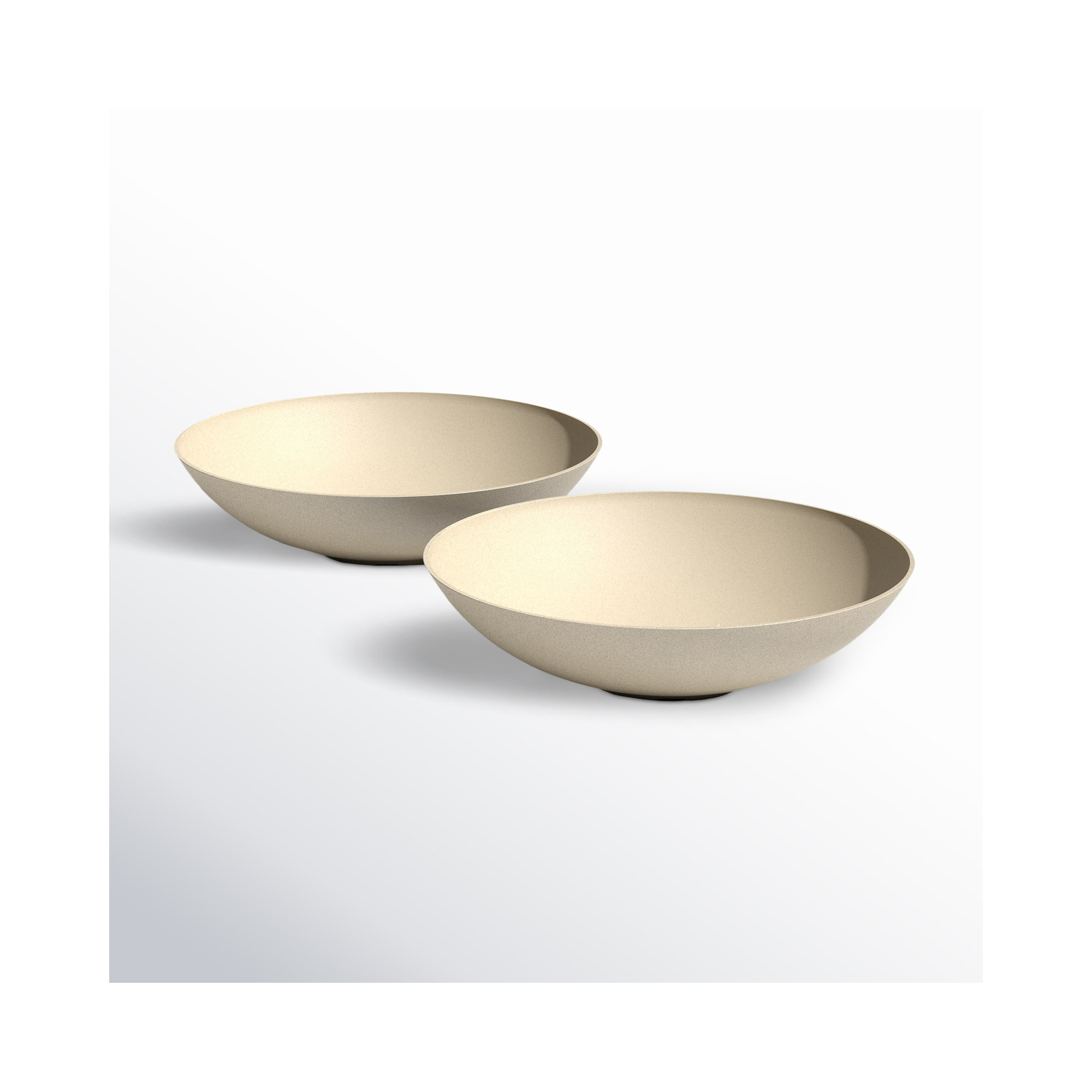 Pure Series Lane Bowl Planter, Sand, Set of 2, 8" H x 32" W x 32" D