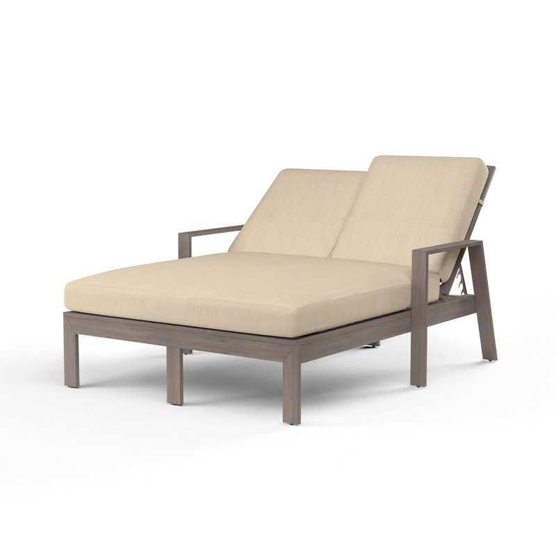 Laguna Reclining Double Chaise Lounge, Canvas Flax Sunbrella®