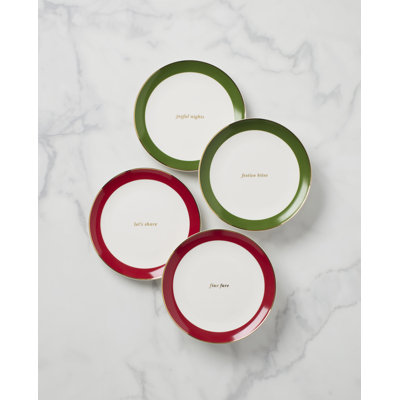 Assiette à salade ou à dessert en porcelaine 8 po 8 po, ensemble de 4