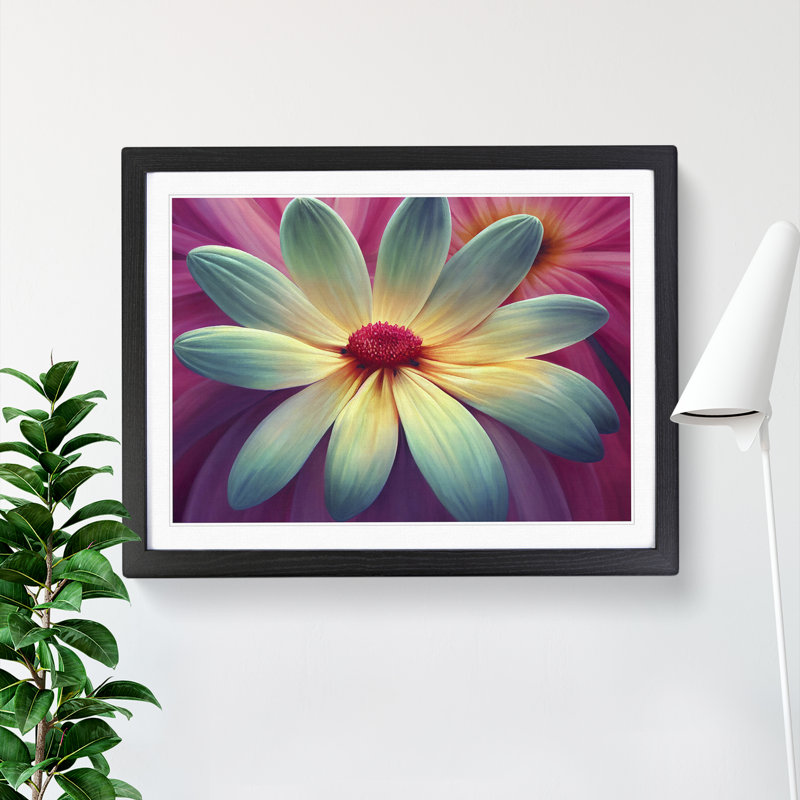 Lively Daisy Flower 1 Piece Single Picture Frame Wall Art, 46cm H x 64cm W x 2cm D, Black