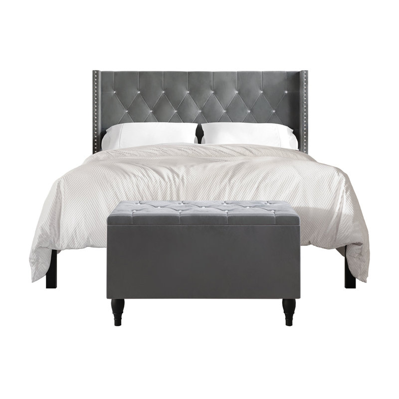 Falaq Solid Wood Piece Bedroom Set, Light Gray, King