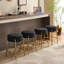 24 po de hauteur, tabourets de bar ronds, ensemble de 2 - Tabourets de salle à manger rembourrés contemporains pour cuisines, cafés et bars - comprend des pieds de support robustes