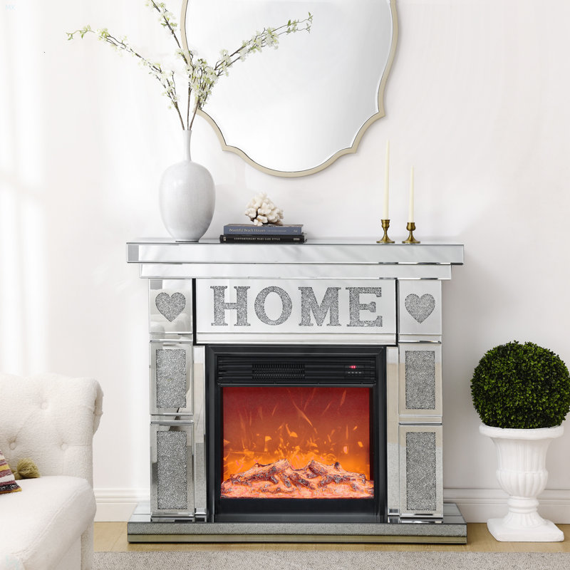 Acrylic Diamond Mirror Fireplace Cabinet, TV Fireplace Cabinet