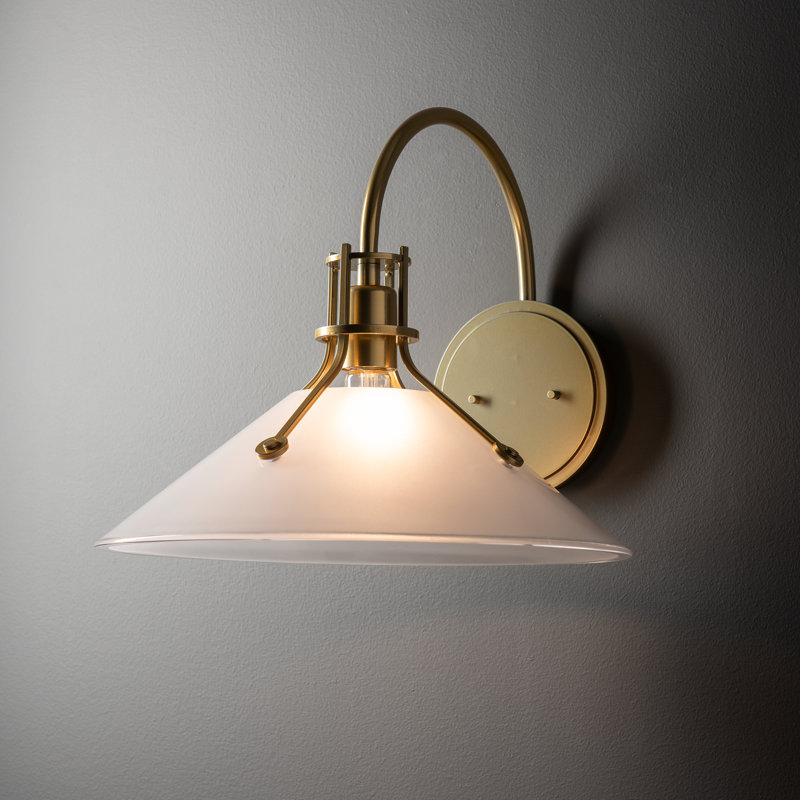 Henry Glass Shade Wall Sconce, 16.8"D x 14.4"W x 12.9"H, Modern Brass, Frosted Glass