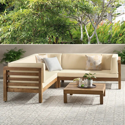 Ensemble de conversation modulaire 4 pièces avec coussins Adharsh