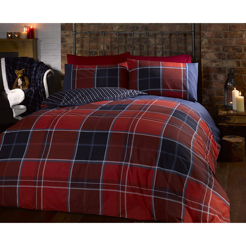 Goodrich Cotton Blend Duvet Cover with Pillowcases Included, Red, Double Duvet Cover + 2 Standard Pillowcases