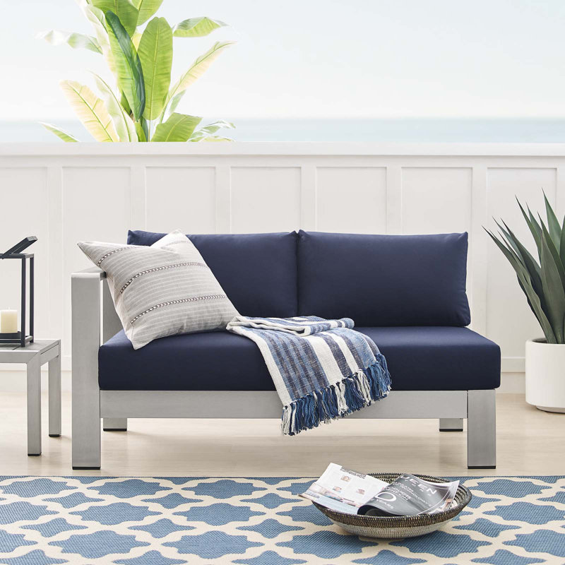 Causeuse d'extérieur en aluminium Shore Sunbrella, Sunbrella® bleu marine