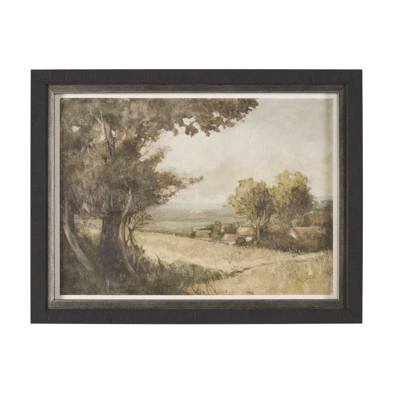 Toile encadrée texturée embellie à la main, H 16,5 po x l 21,5 po x P 1,6 po, Paysage à l'ancienne II
