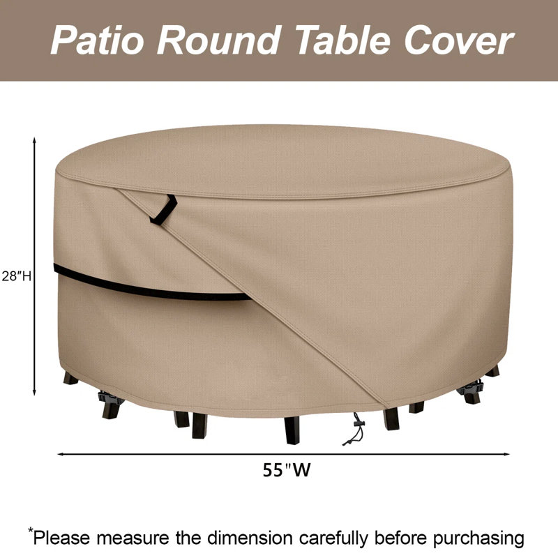 Housse de table ronde et de chaise ronde pour l'extérieur, housse de meuble imperméable 600D - l 55 po x H 28 po
