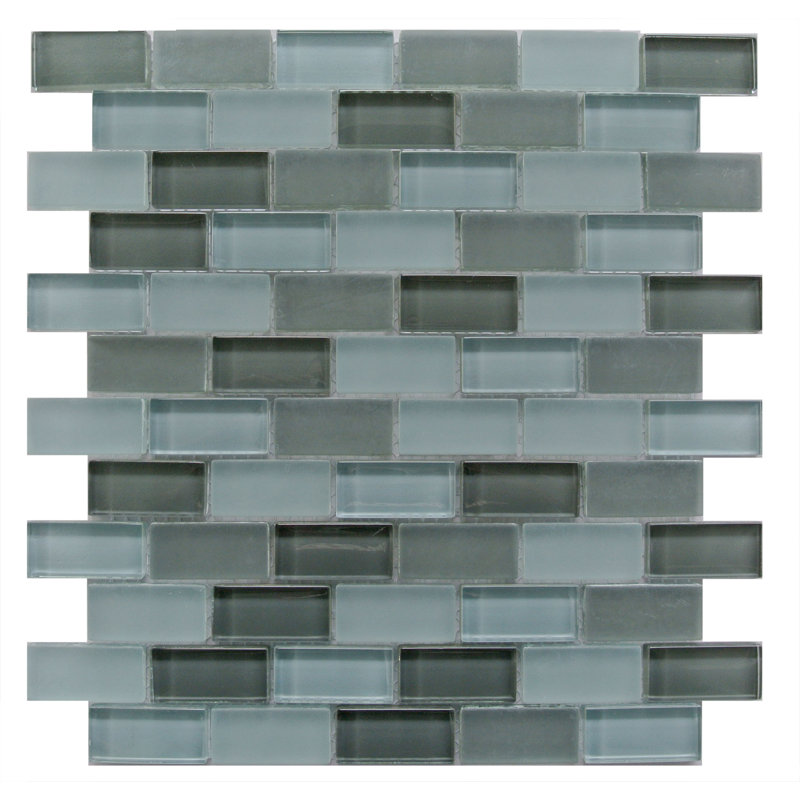 Carrelage mosaïque pour mur et piscine à bordure droite en verre Free Flow 1 po x 2 po, Turquoise