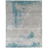 9x12 Gray Hand-Knotted Wool Coastal Mist Abstract Modern Contemporary Carpet Rug