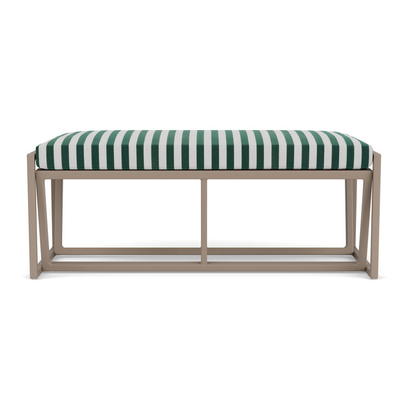 Summit Outdoor Dining Bench, French Beige, Safari White Stripe