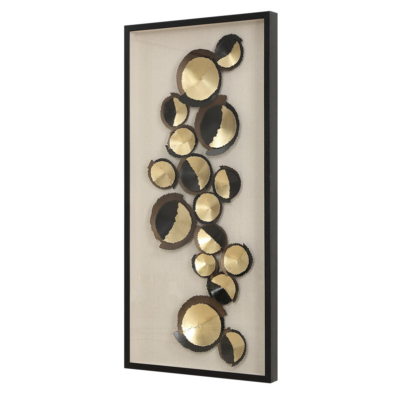 Golden Hour Iron Discs Shadow Box with Glass Frame