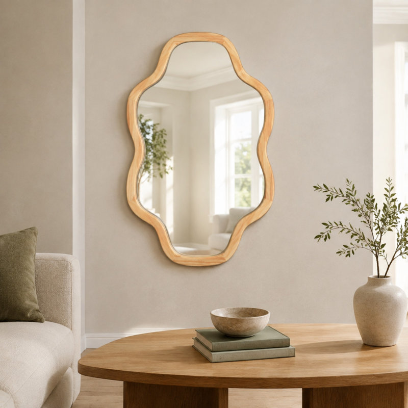 Miroir de meuble-lavabo mural, Bois naturel