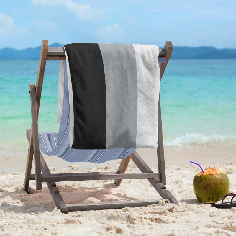Las Vegas Football Stripes Beach Towel, Silver/Light Gray/Black, Polyester
