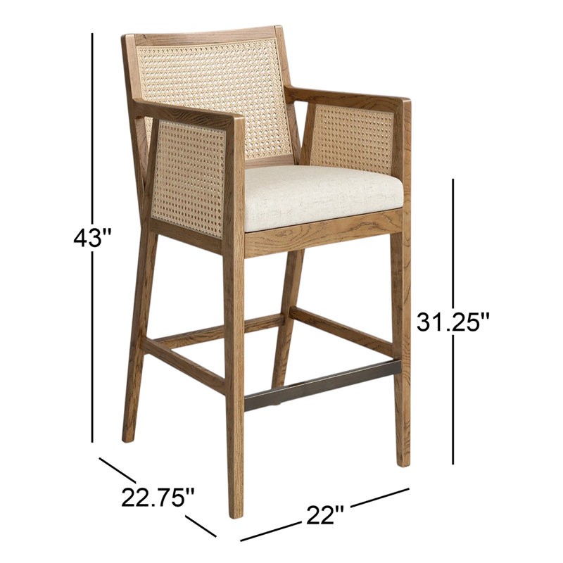Antonia Counter & Bar Stool, Beige, Natural, Bar Stool (31.25" Seat Height)