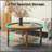 31.3" Round Boho Coffee Table with Storage Shelf