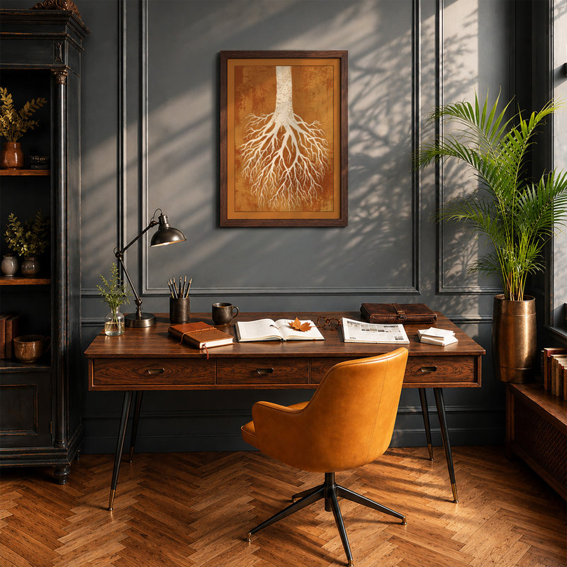 Rooted Foundation Botanical - Framed Print, Walnut, A4 - 29.7 x 21.0 cm