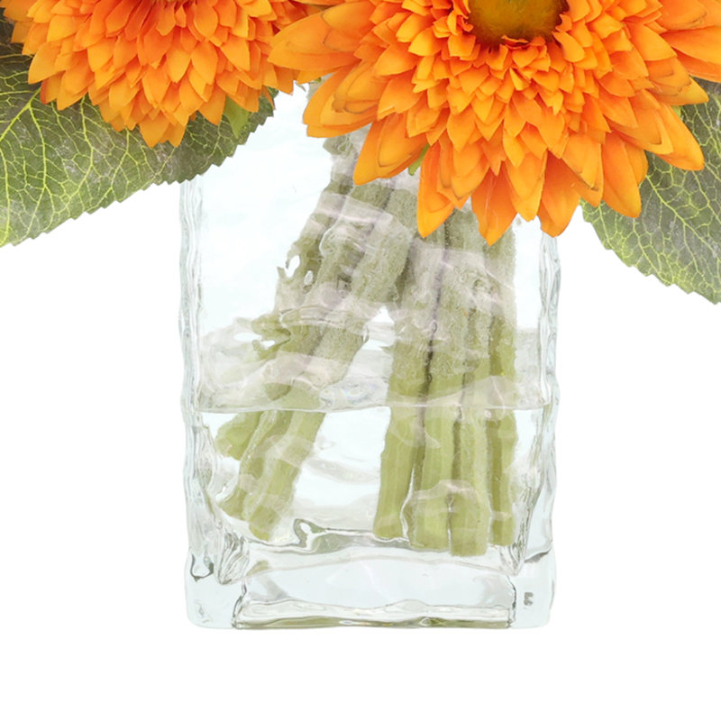 Sunflower Fall Arrangement in a Glass Ripple Vase