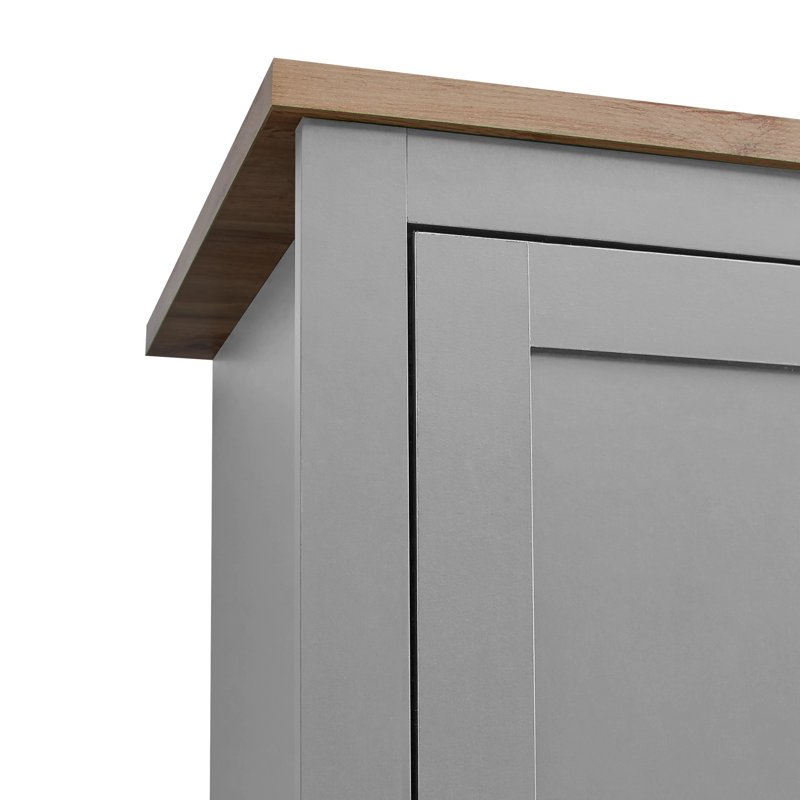 Aquitaine 3 Door Manufactured Wood Wardrobe, Grey
