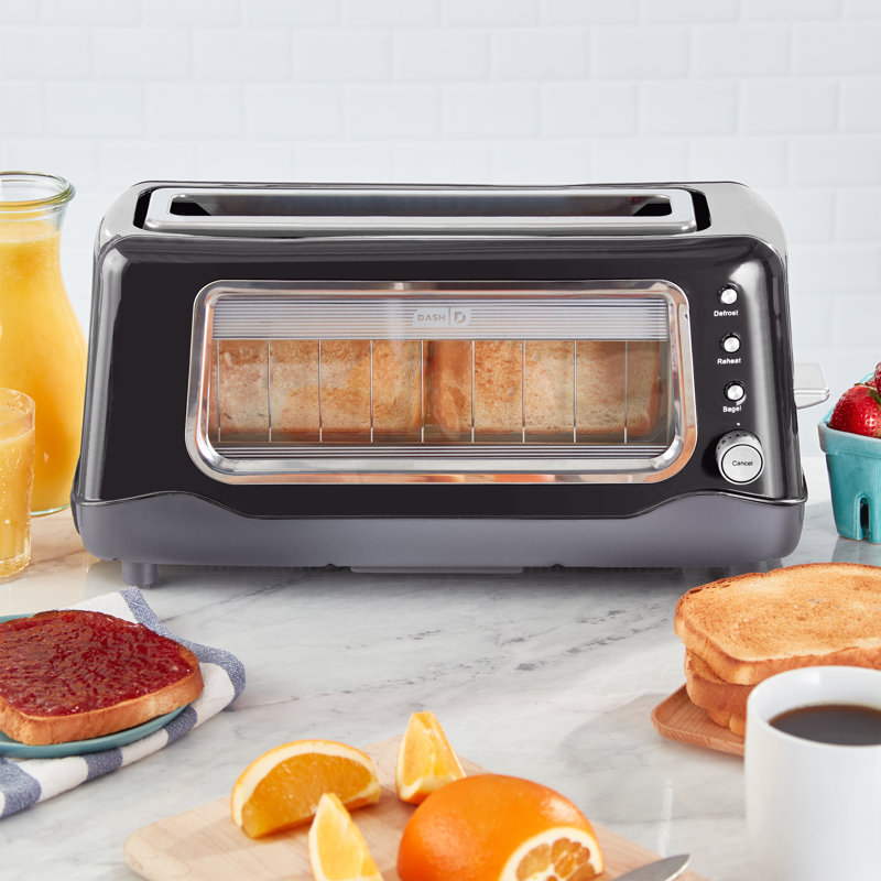 Dash 2 Slice Long Slot Clear View Toaster, Black