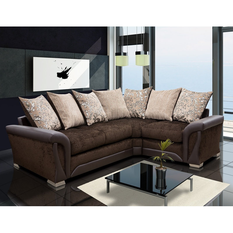 Bracamonte 4 Seater Corner Sofa , Brown/Brown, Right facing