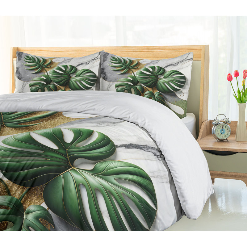 Monstera Duvet Cover, King Duvet Cover + 2 Standard Shams