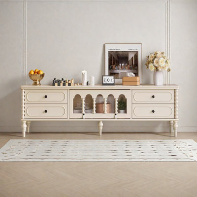 French Retro Style Birch Wood TV Stand