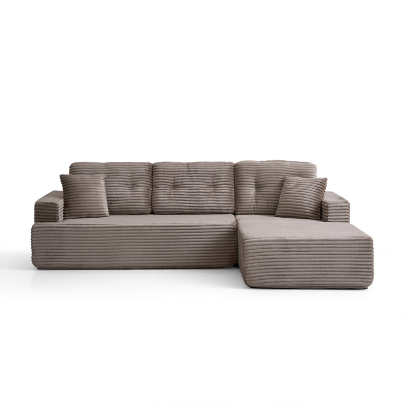 Leftfacing Chaise,L Shape Modular Sectional Sofa, Compressed Sectional Sofa Modern Minimalist Style Corduroy Couch,Unfold Into A Bed, Bedroom, Comfy Compressed Sofa
