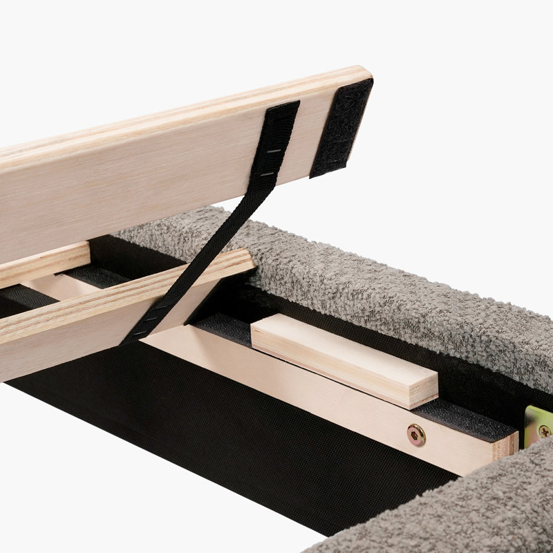 Grand lit tapissier de couleur grise - plateforme moderne et stable