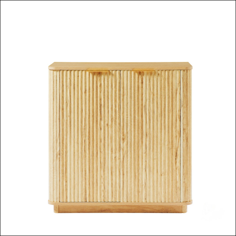 31.5'' Wavy-Grain Buffet Cabinet With Adjustable Shelves, Perfect For Modern And Contemporary Spaces., Oak