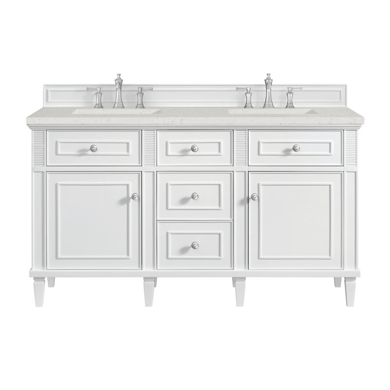 Lorelai 60'' W Double Vanity, Lime Delight Silestone, Bright White, 8" Widespread