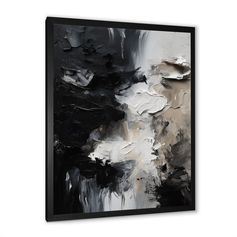 «Black Textured Splash Paint Art II», art mural abstrait, Cadre photo noir, H 40 po x l 30 po, Noir
