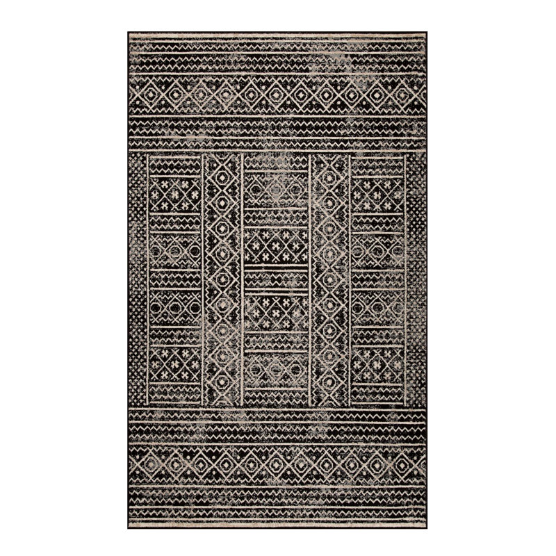 Tapis d'intérieur moderne Cosmo, Rectangle 4pi x 6 pi, Noir