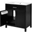 Meuble-lavabo noir de 30 pouces avec lavabo en céramique et nombreux espaces de rangement. Fabriqué en bois massif. Offre des tiroirs pratiques. Finition moderne pour une unité. Fonction de fermeture en douceur