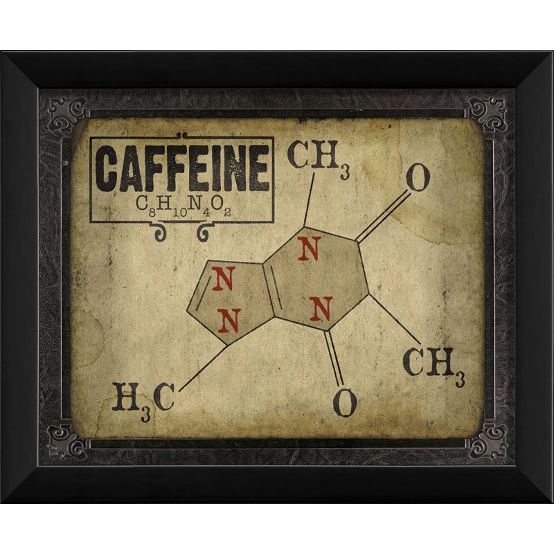 Reproduction d’art encadrée de la molécule caféine