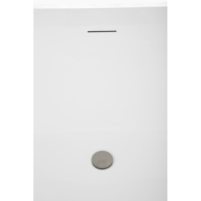 59" Streamline Soaking Freestanding Tub and Tray With Internal Drain, Brushed GunMetal