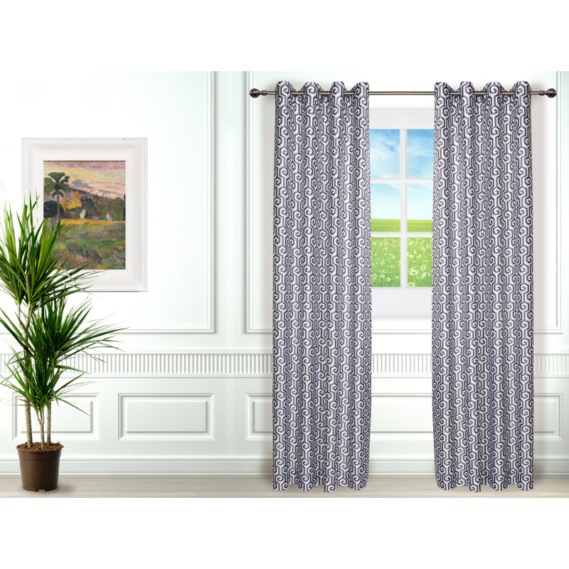 Antigone Room Darkening Curtain Pair, Gray/White