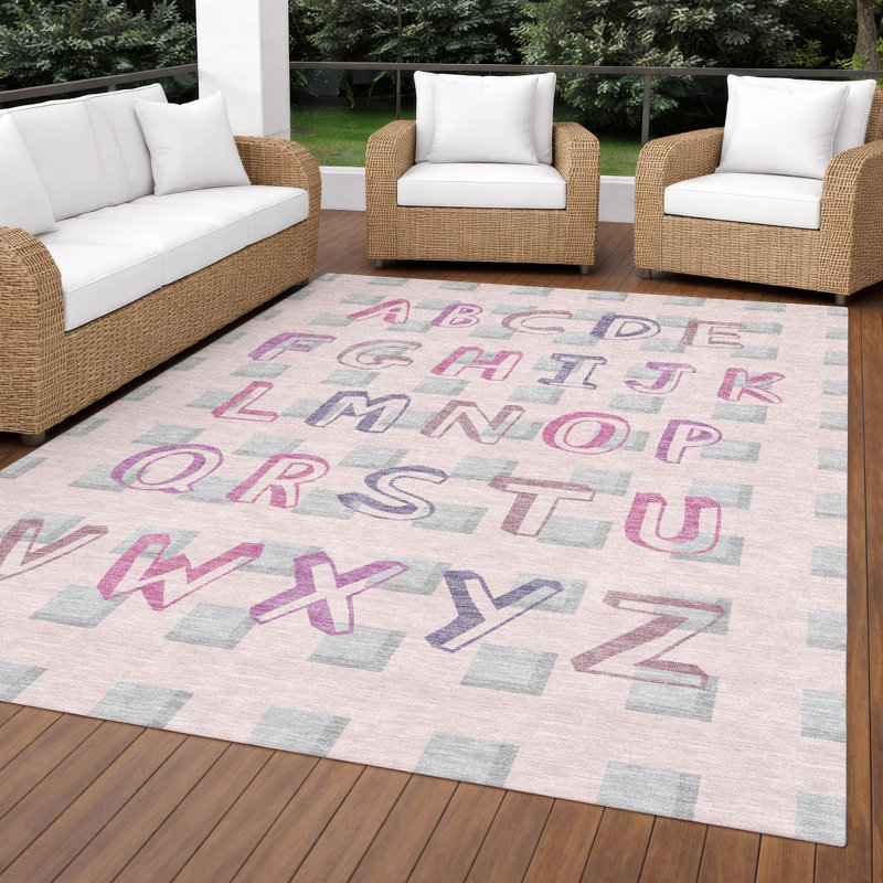 Tapis intérieur / extérieur lavable à la machine Chantille ACN2827, Rose, 9 pi x 12 pi