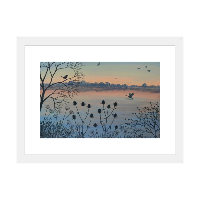 «By Dusky Lake» par Jo Grundy - reproduction d'art, Blanc, H 16 po x l 24 po x P 1 po, Papier encadré blanc