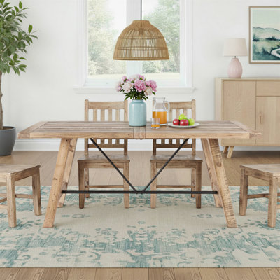 Aya Pine Solid Wood Top Dining Table