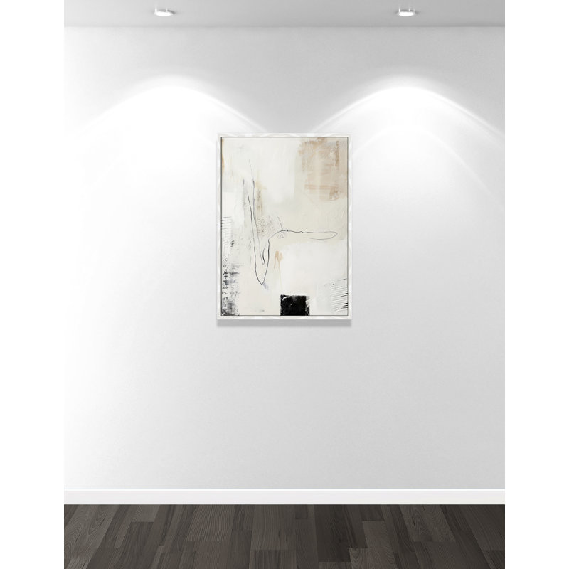 «Neutral Balance III» par Lazar Studio, L 25,5 po x H 35,5 po, Impression encadrée, Grain de bois blanc