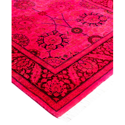 Overdyed Hand-Knotted Wool Modern-Contemporary Pink Runner 3' 0" x 8' 0"