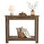 Console de 41 po en bois massif, table d'entrée de style campagnard avec design en X et tablette inférieure à lattes, table de canapé étroite pour le salon, brun rustique